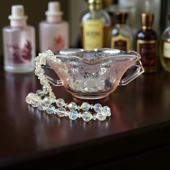 Pink Life Vintage Florentine No.1 Pink Depression Glass Bowl • Hazel-Atlas 1930s - Picture 2 of 8